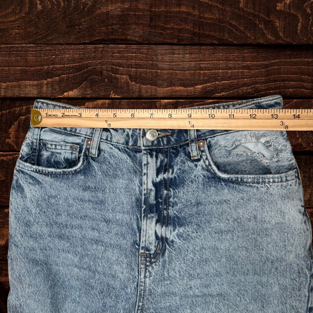 Free People My Own Lane High Rise Distressed Straight Leg Acid Wash Jeans 28 - Picture 10 of 14